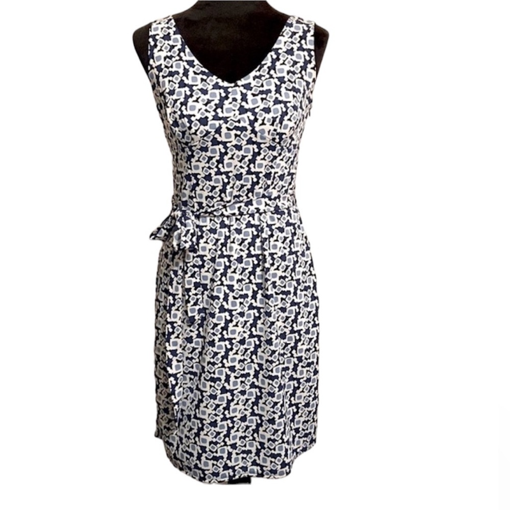 Loft navy cream printed dress 12